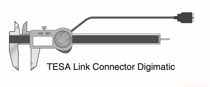 Tesa TWIN-CAL digitalt skjutmått 150 mm, skänkellängd 40 mm, runt djupmätstift Ø 1,5 mm, upplösning 0,01 mm, sifferhöjd 11 mm, max mäthast ~2,5 m/s, IP40, ISO 13385-1, mätområde 0-150 mm, absolut mätsystem, mm/tum, automatisk avstängning, nollställning, låsskruv, datautgång, USB/Digimatic/trådlös, levereras i plastfodral med mätrapport