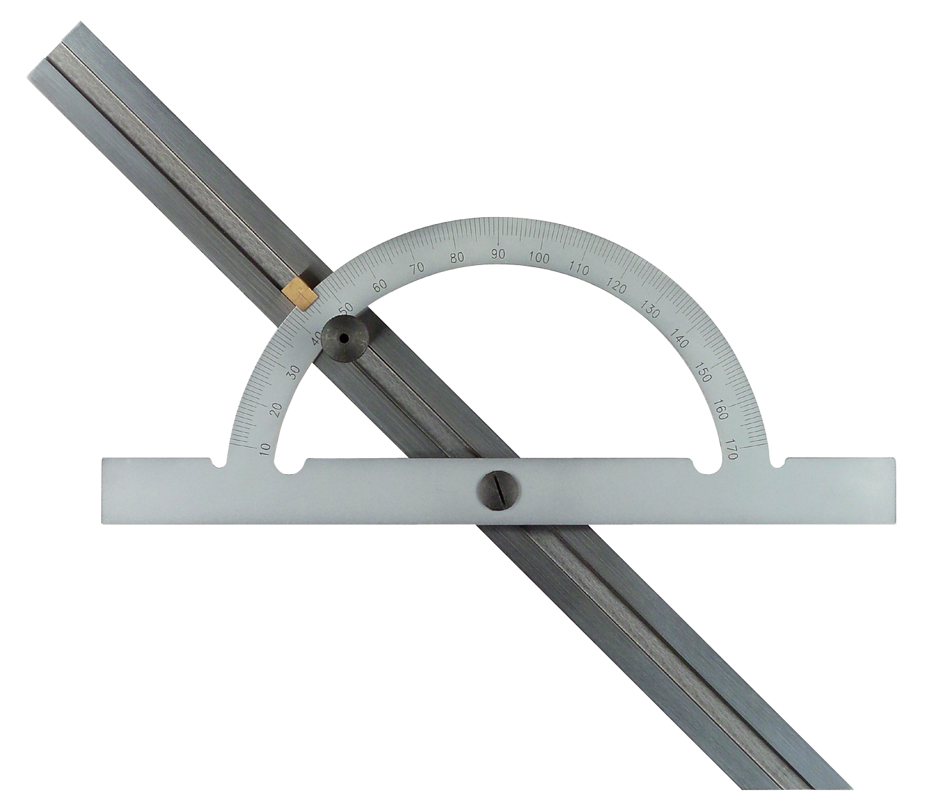 Vinkelmätare med glidande blad, mätområde 10-170°, gradering 1°, låsskruv, härdat stål mattförkromat, gradering utförd med laser, skaladiameter 200 mm, bladlängd 400 mm
